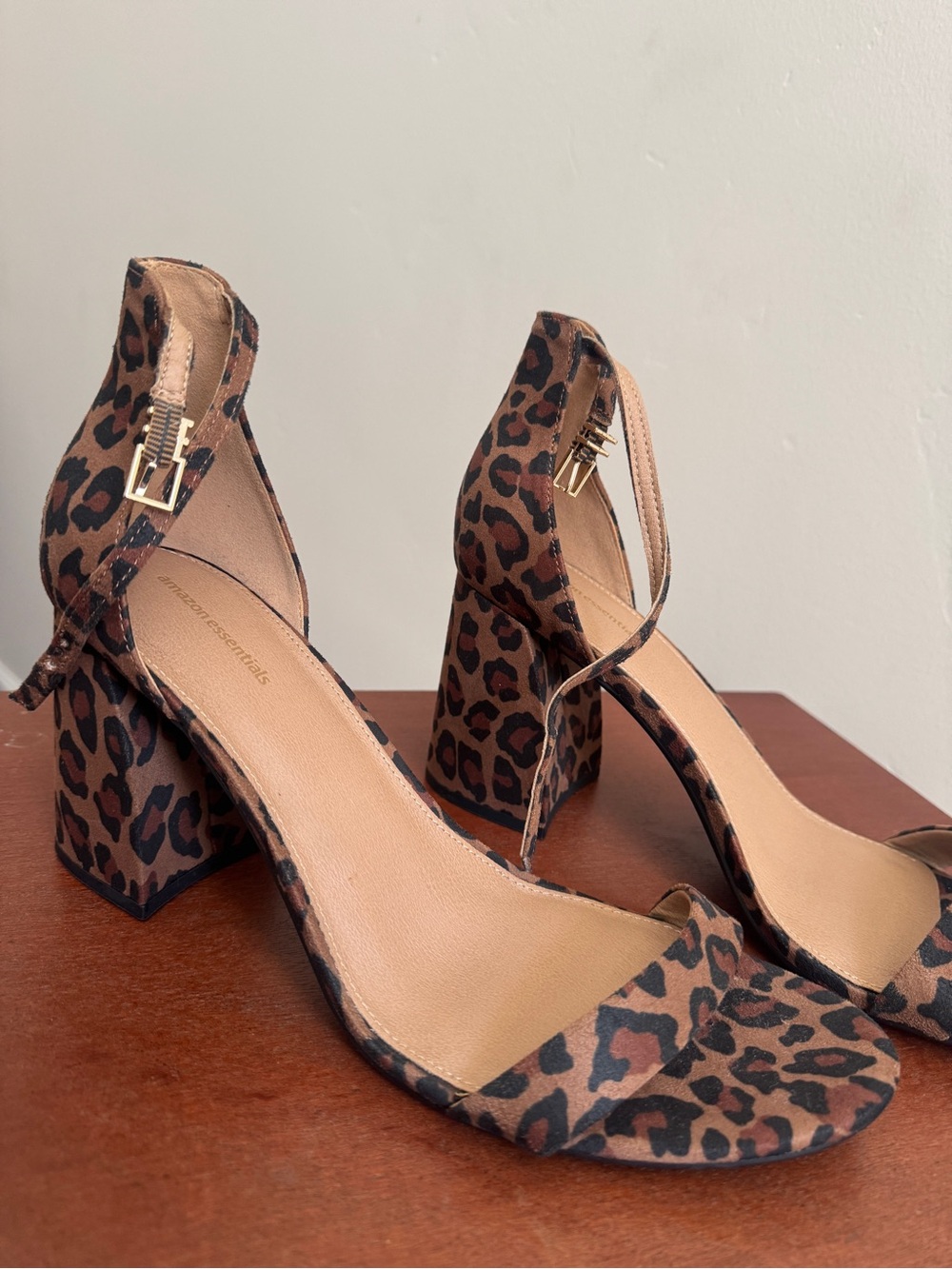 Amazon Essentials Leopard Print Block Heel Sandals in Brown and Black